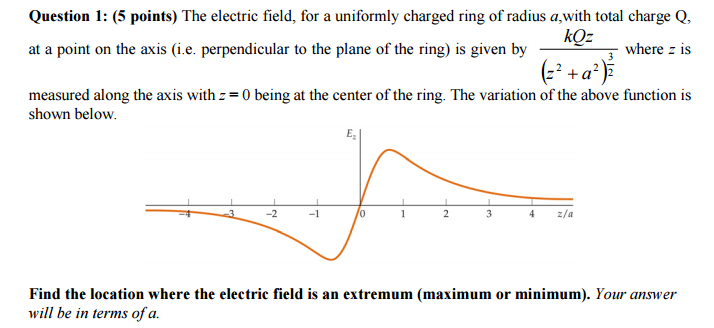 Solved) - A ring of radius a carries a uniformly distributed positive  total... - (1 Answer) | Transtutors