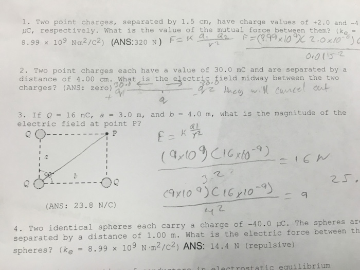 Solved Two Point Charges Separated By 1 5 Cm Have Charg Chegg Com