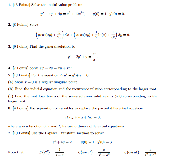 Solved Solve The Initial Value Problem Y 4y 4y X 2 Chegg Com