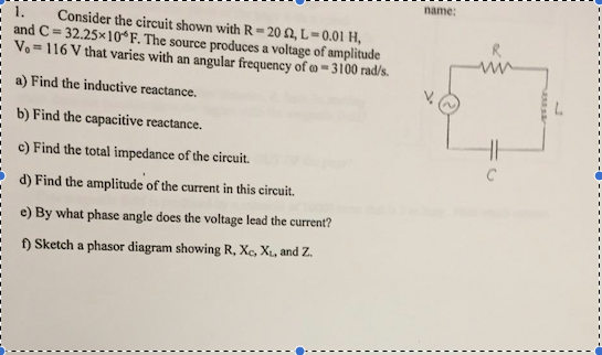 Solved Consider The Circuit Shown With R Ohms L 0 0 Chegg Com