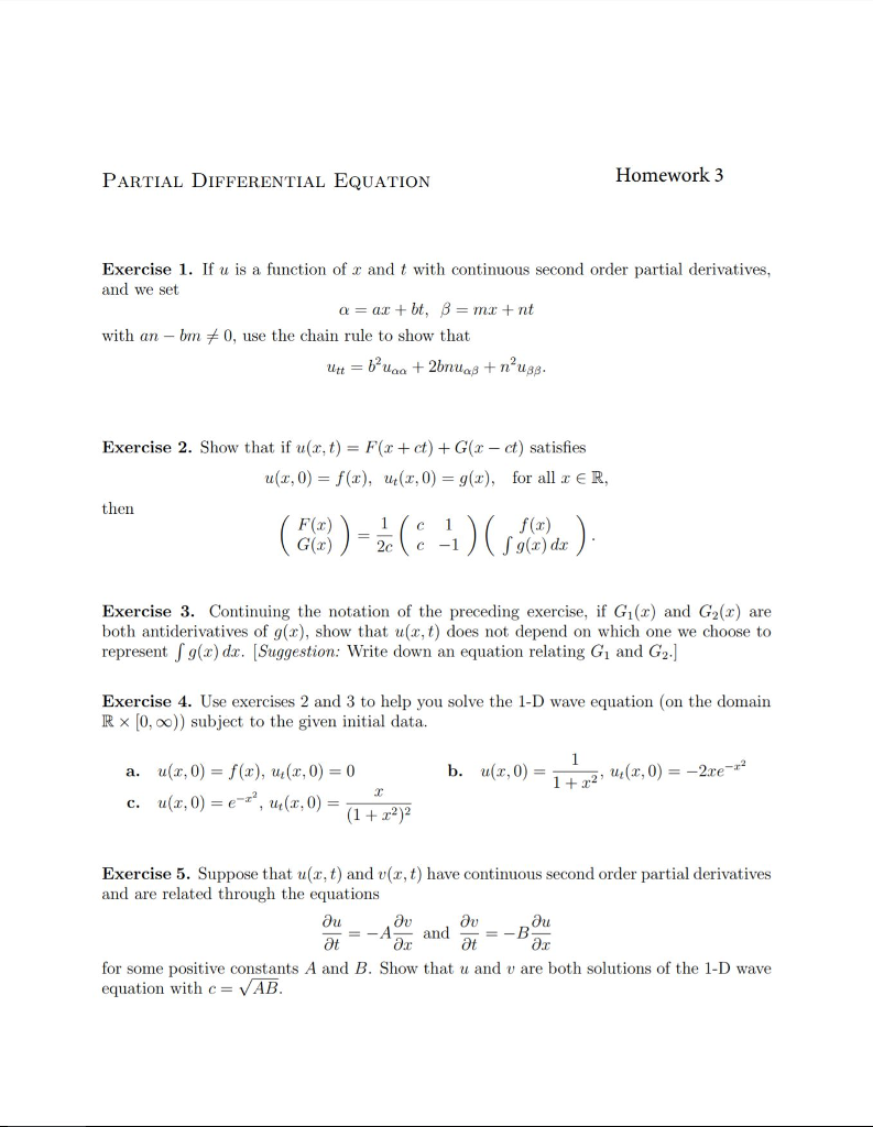 Solved Homework 3 Partial Differential Equation Exercise Chegg Com