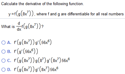 Solved Calculate The Derivative Of The Following Function Chegg Com