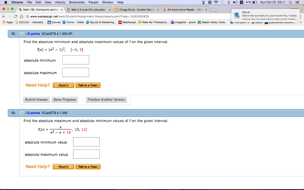 Solved Find the absolute maximum and absolute minimum values