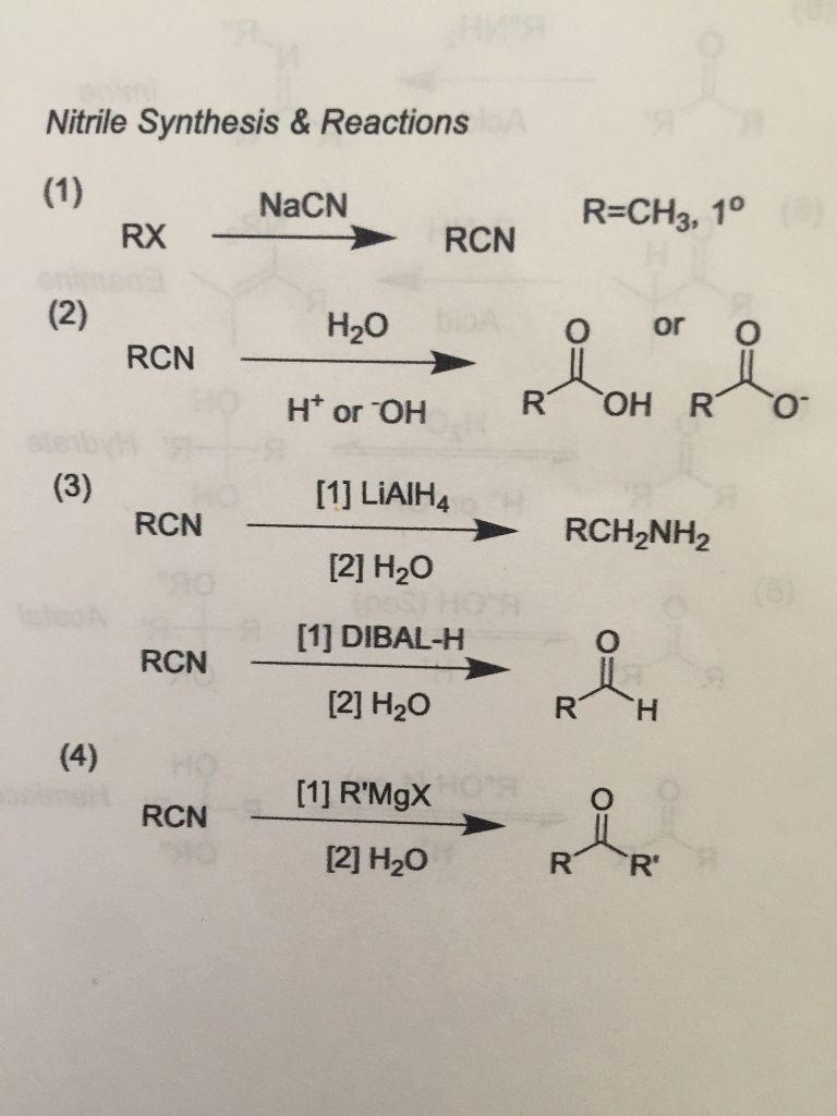 Solved Nitrile Synthesis Reactions Nacn 3 1 Rx Rcn 2 Chegg Com