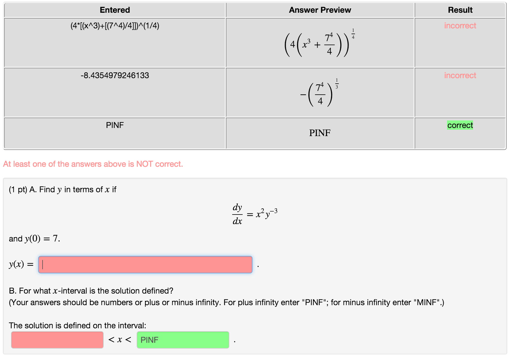 Solved Find Y In Terms Of X If Dy Dx X 2 Y 3 And Y 0 Chegg Com