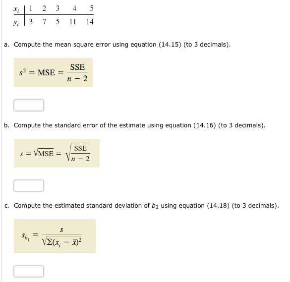 Solved Y3 7 5 14 A Compute The Mean Square Error Using