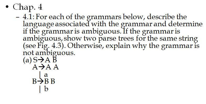 is grammar show ambiguous Of The Solved: 4 For  Chap. Below, Each D ? Grammars 4.1: