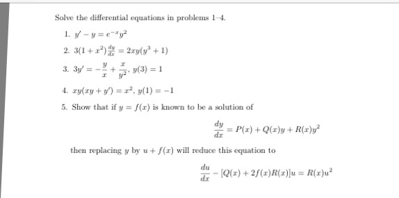 Solved Solve The Differential Equations In Problems 1 14 Chegg Com