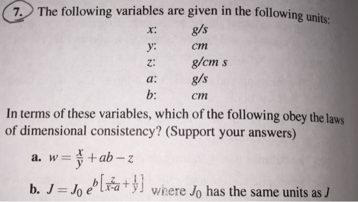 Solved The Following Variables Are Given In The Following Chegg Com