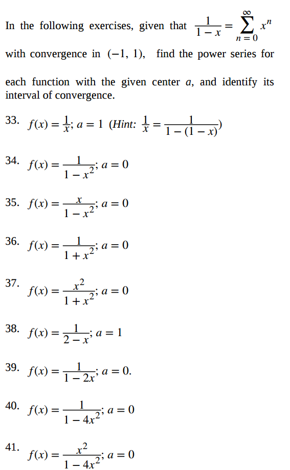 Solved In The Following Exercises Given That 1 1 X S Chegg Com