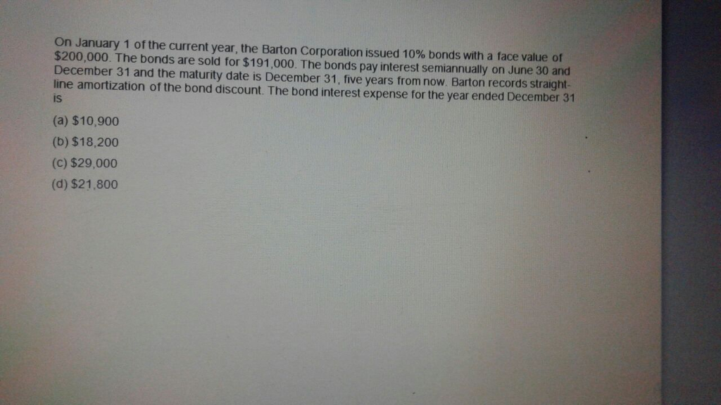 Solved On January 1 Of The Current Year The Barton Chegg Com