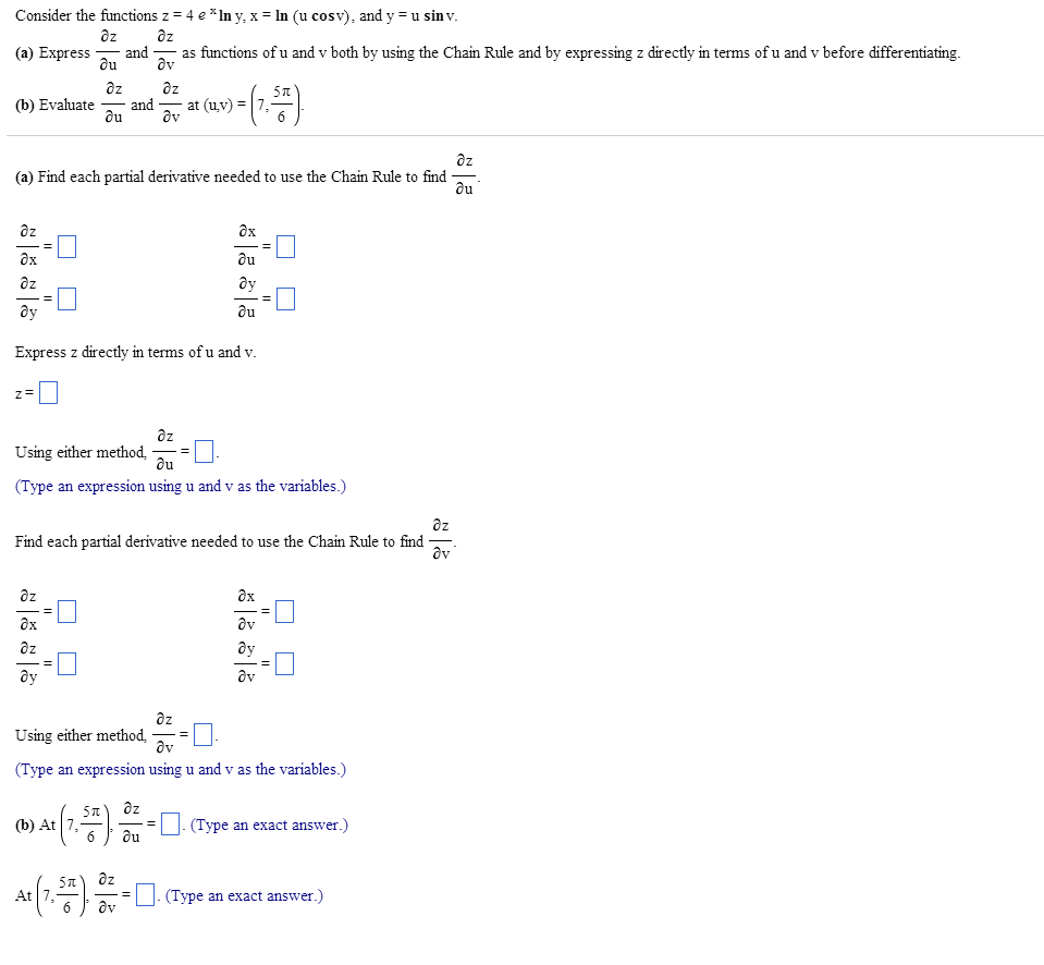 Solved Consider The Functions Z 4 E X Ln Y X Ln U C Chegg Com