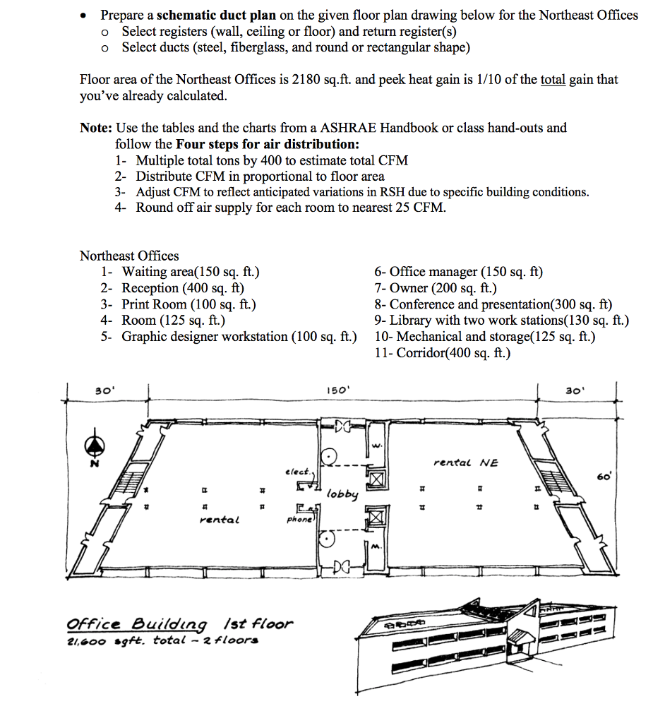 Prepare A Schematic Duct Plan On The Given Floor P