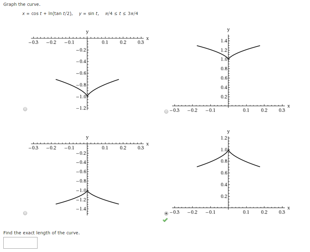 Solved Graph The Curve X Cos T Ln Tan T 2 Y Sin Chegg Com