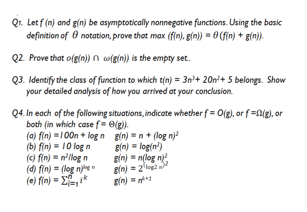 Solved 1 Let F N And G N Be Asymptotically Nonnegativ Chegg Com