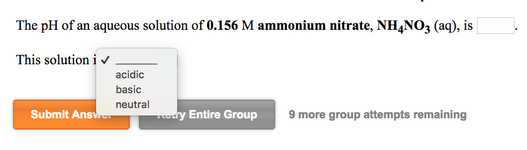 Solved The PH Of An Aqueous Solution Of 0.156 M Ammonium