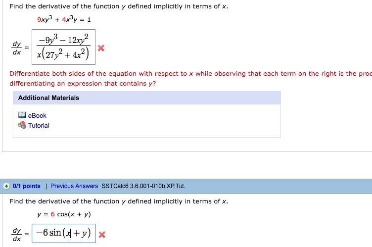 Find The Derivative Of The Function Y Defined Chegg Com