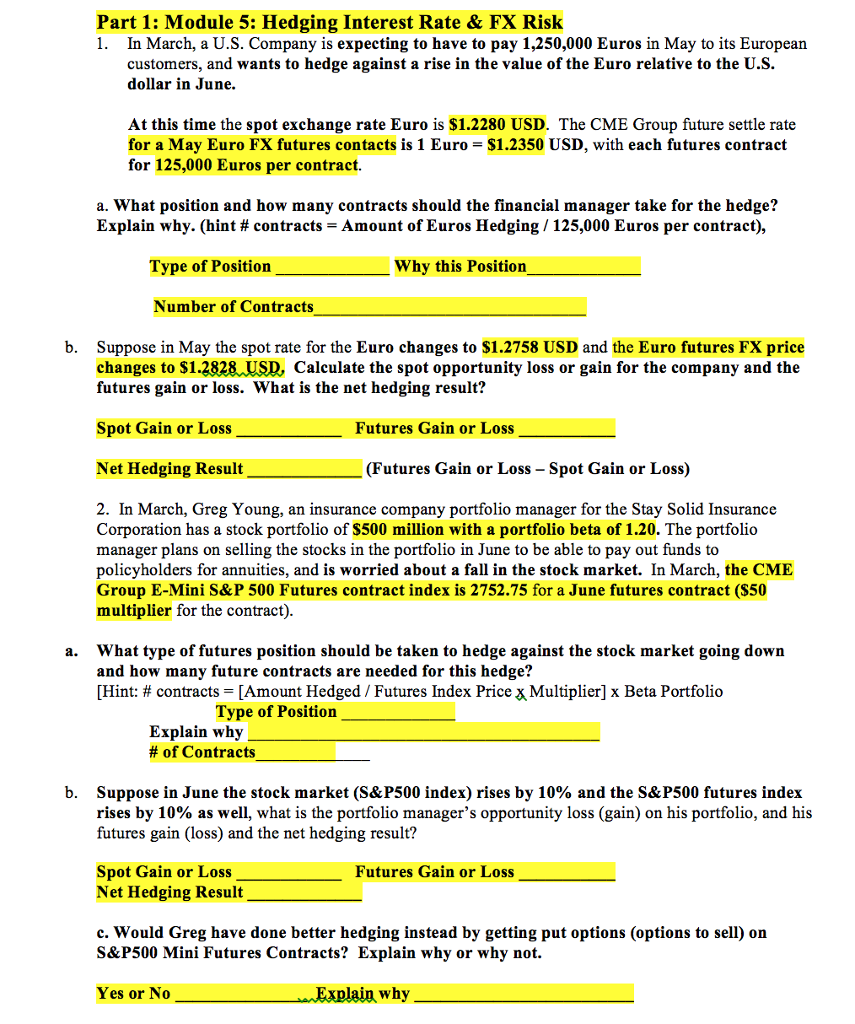 Solved Part 1 Module 5 Hedging Interest Rate Fx Risk - 