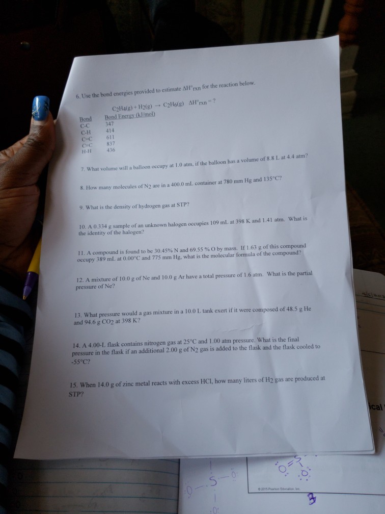 Solved 6 Use The Bond Energies Provided To Estimate Nn Chegg Com