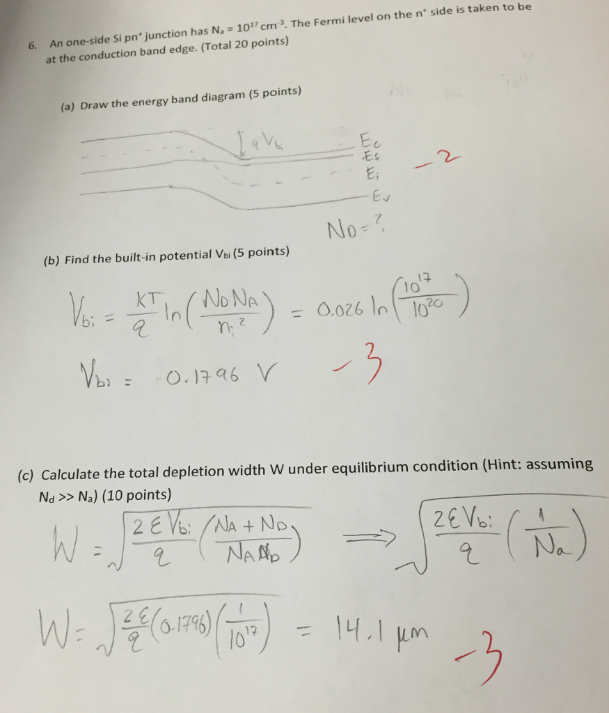 \u003d P-N+ Solved: One ... 10 Junction Has 17 A Silicon Na Sided ^