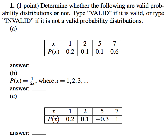 Solved Determine Whether The Following Are Valid Probabil