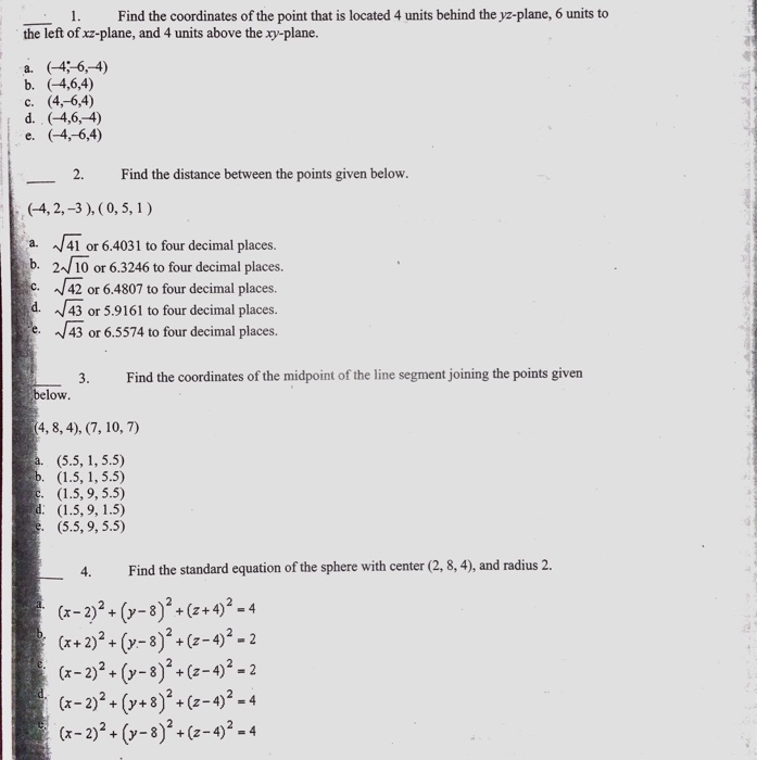 Solved Find The Coordinates Of The Point That Is Located