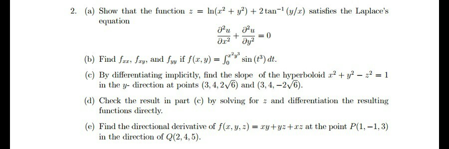 Solved 2 A Show That The Function Z In X2 Y2 2 Chegg Com