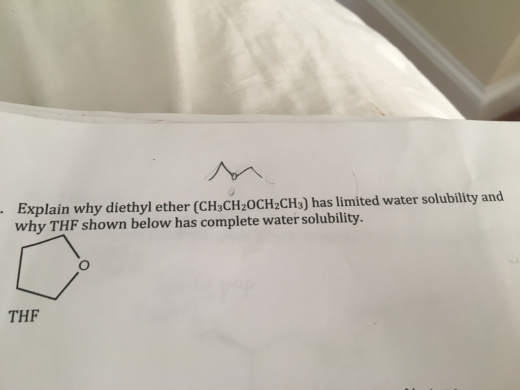 Solved Explain Why Diethyl Ether Has Limited Water Chegg Com