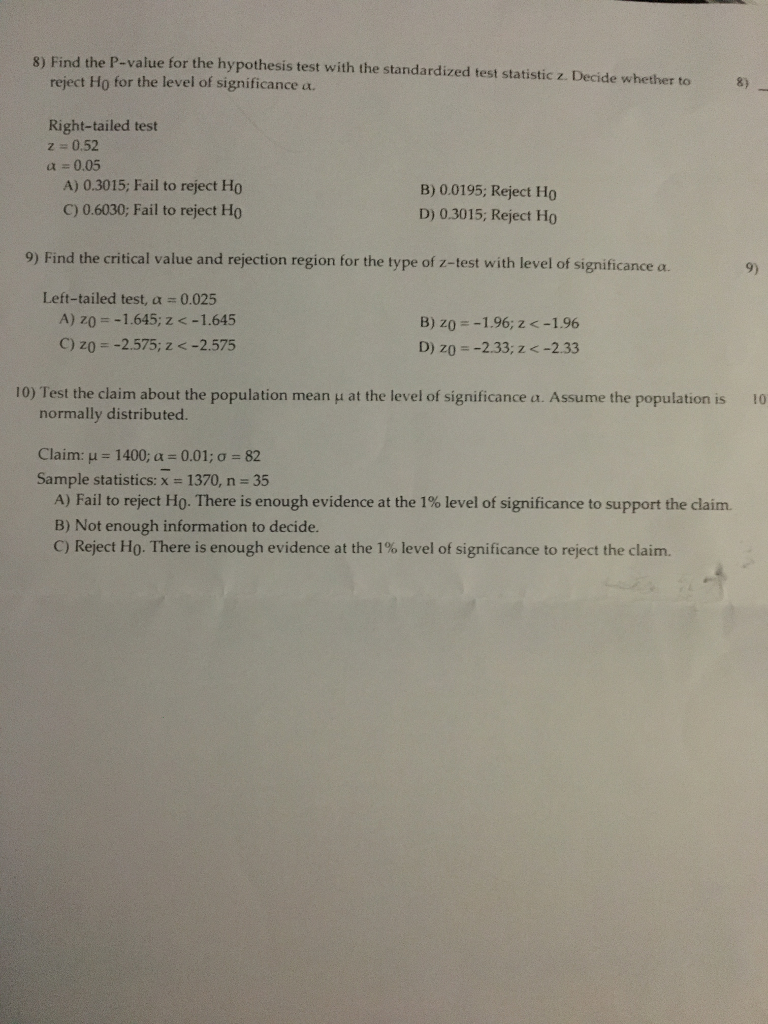 Solved Find the value of the test statistic z using z =