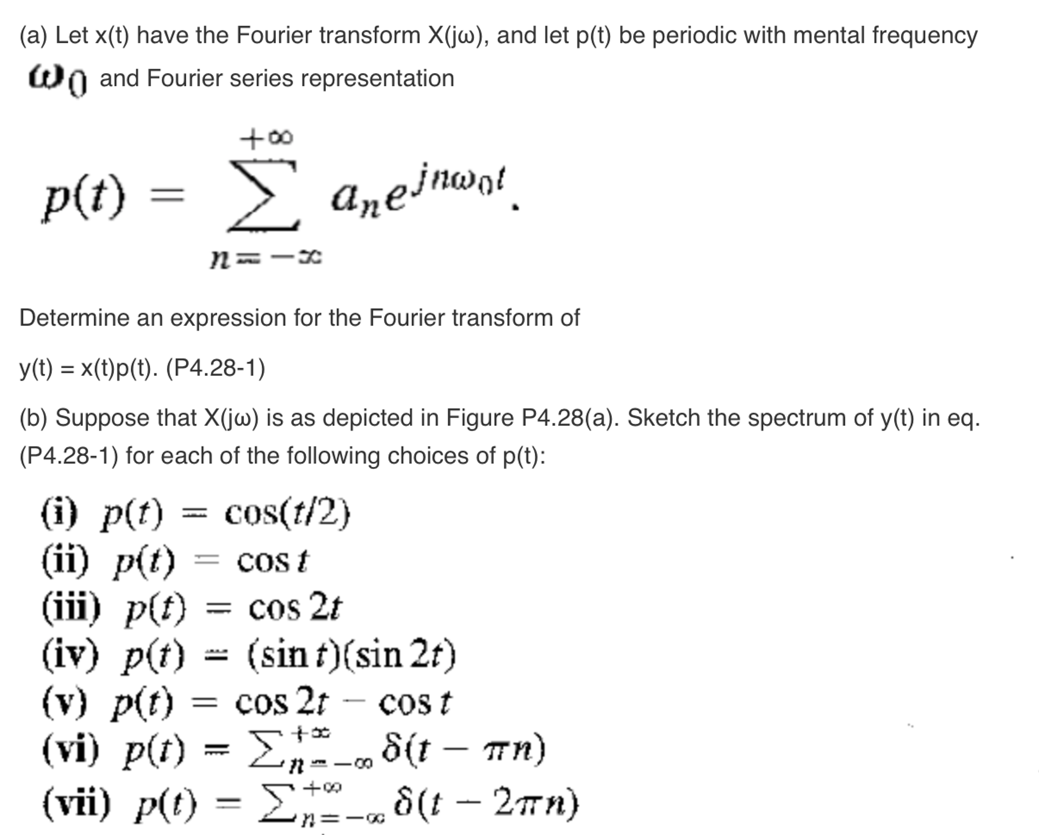 Let X T Have The Fourier Transform X J Omega An Chegg Com