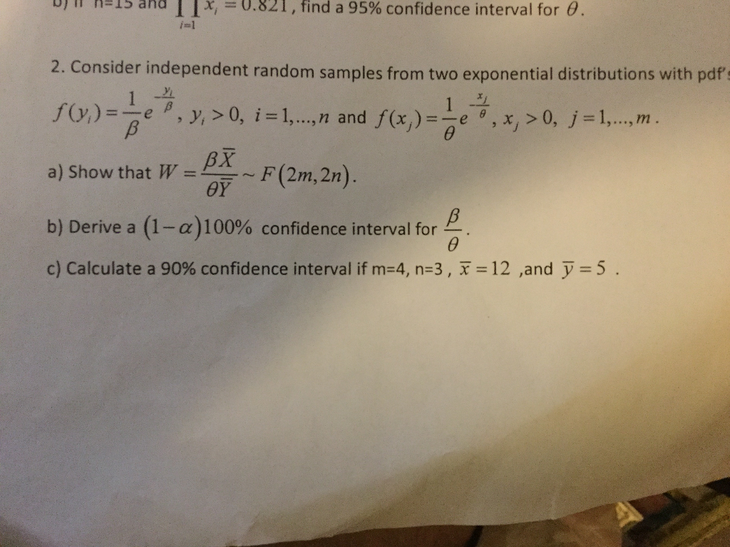 Solved Nns A 95 Confidence Interval For B And 1 1 X Chegg Com