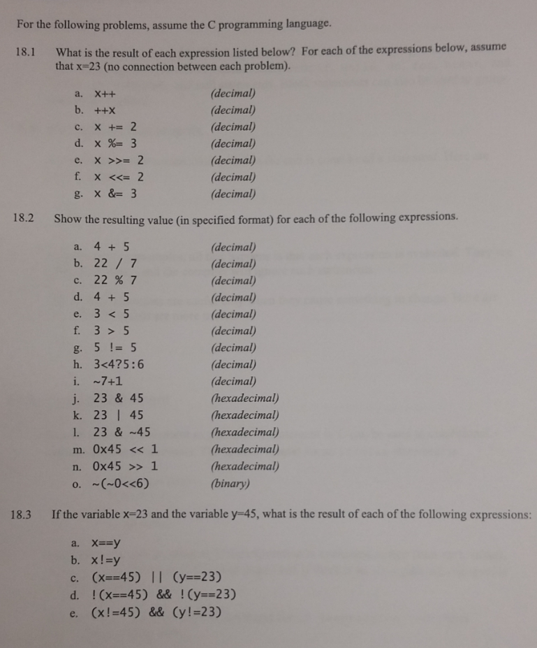 Solved For The Following Problems Assume The C Programmi Chegg Com