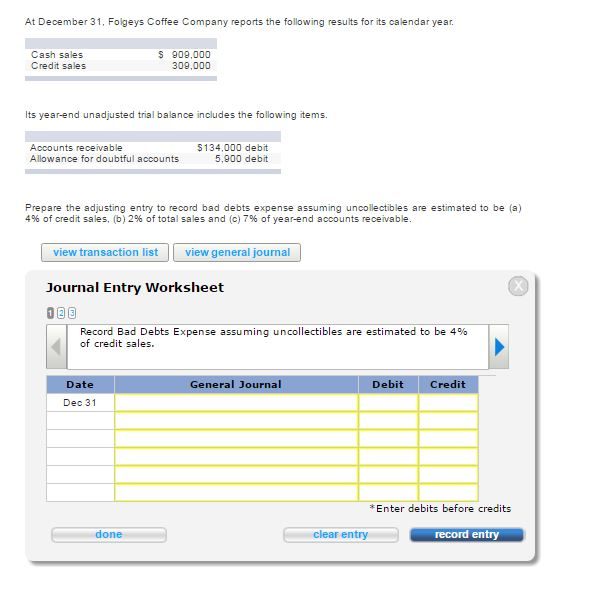 At December 31 Folgeys Coffee Pany Reports The Chegg 