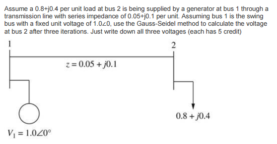 Solved Assume A 0 8 J0 4 Per Unit Load At Bus 2 Is Being Chegg Com