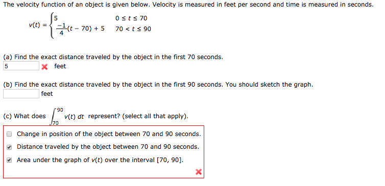 Solved The Velocity Function Of An Object Is Given Below