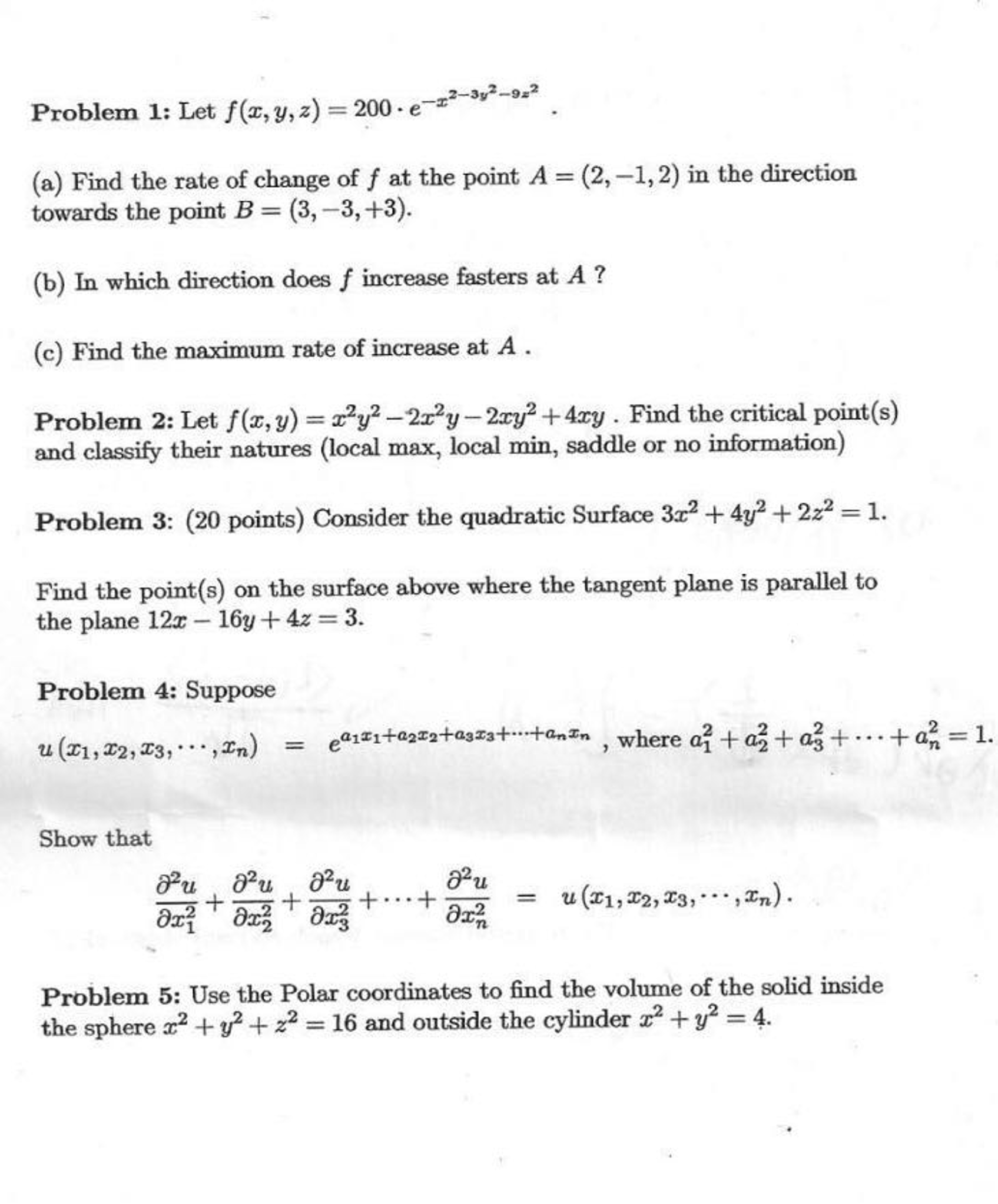 Solved Let F X Y Z 0 Middot E X 2 3y 2 9z 2 A Chegg Com