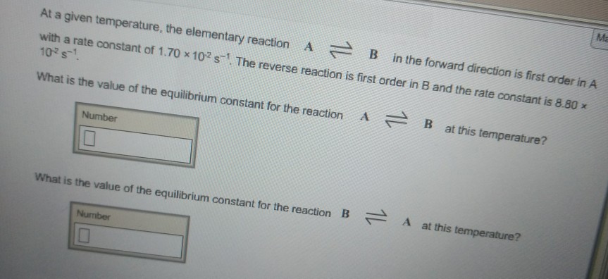 Solved What Is The Value Of The Equilibrium Constant For