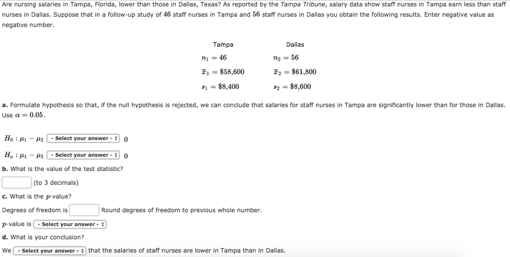 Solved Are Nursing Salaries In Tampa Florida Lower Than