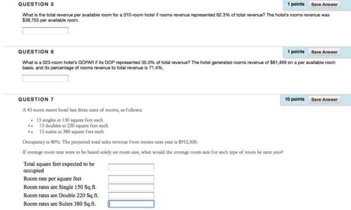 Solved What Is The Total Revenue Per Available Room For A