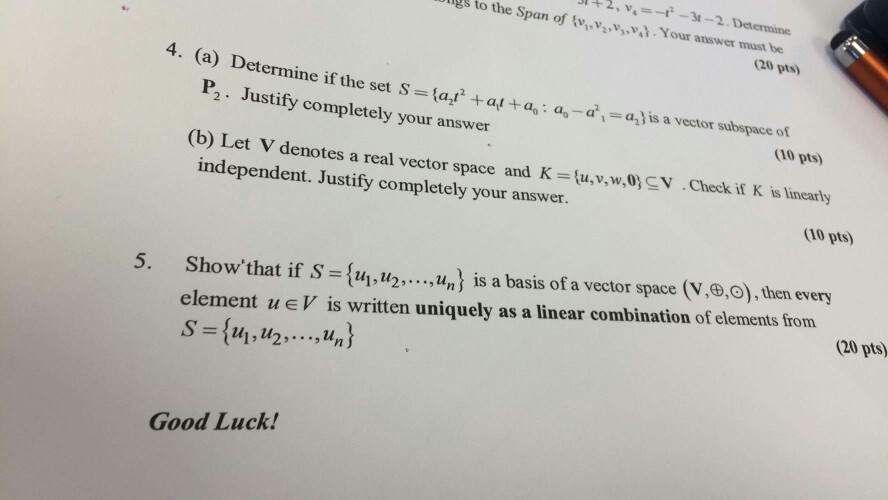 Solved Determine If The Set S A 2 T 2 A 1 T A 0 A Chegg Com