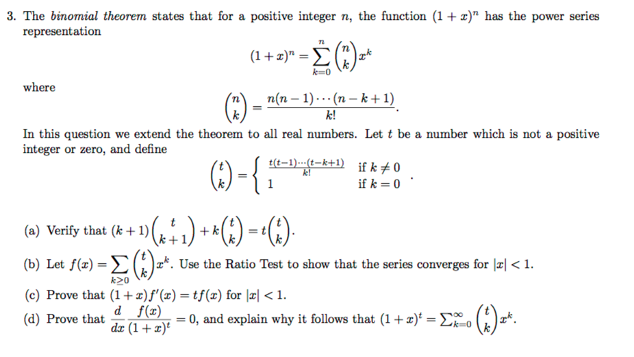 The Binomial Theorem States That For A Positive In Chegg Com