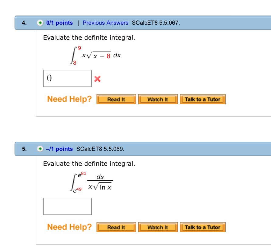 Evaluate The Definite Integral Integral X Sqrt X 8 Chegg 