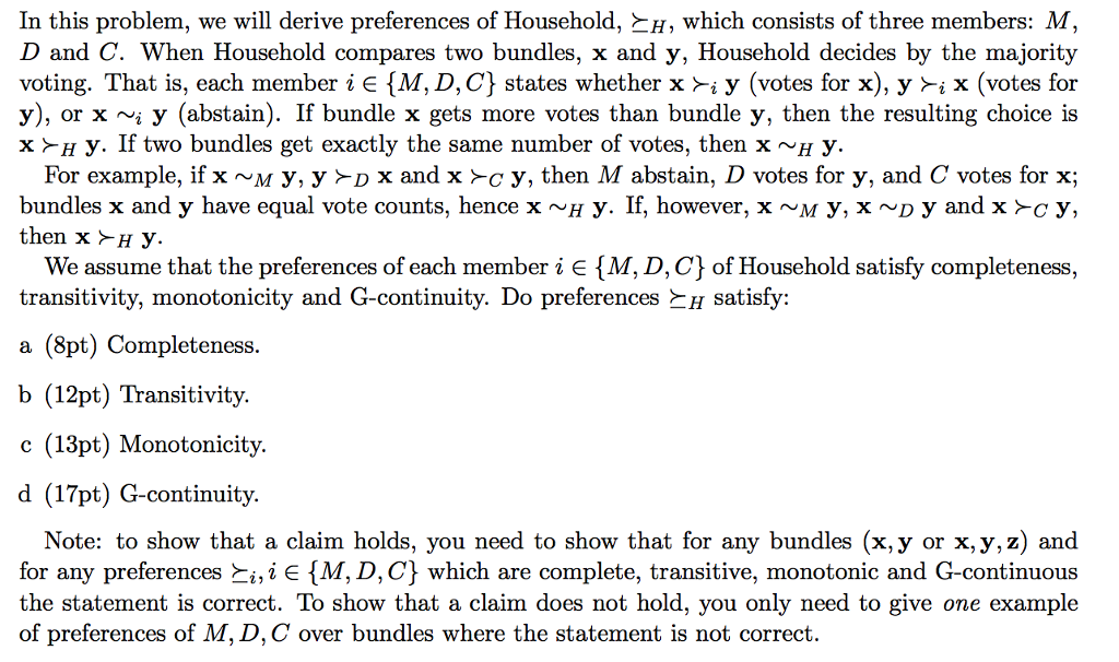 In This Problem We Will Derive Preferences Of Hou Chegg Com