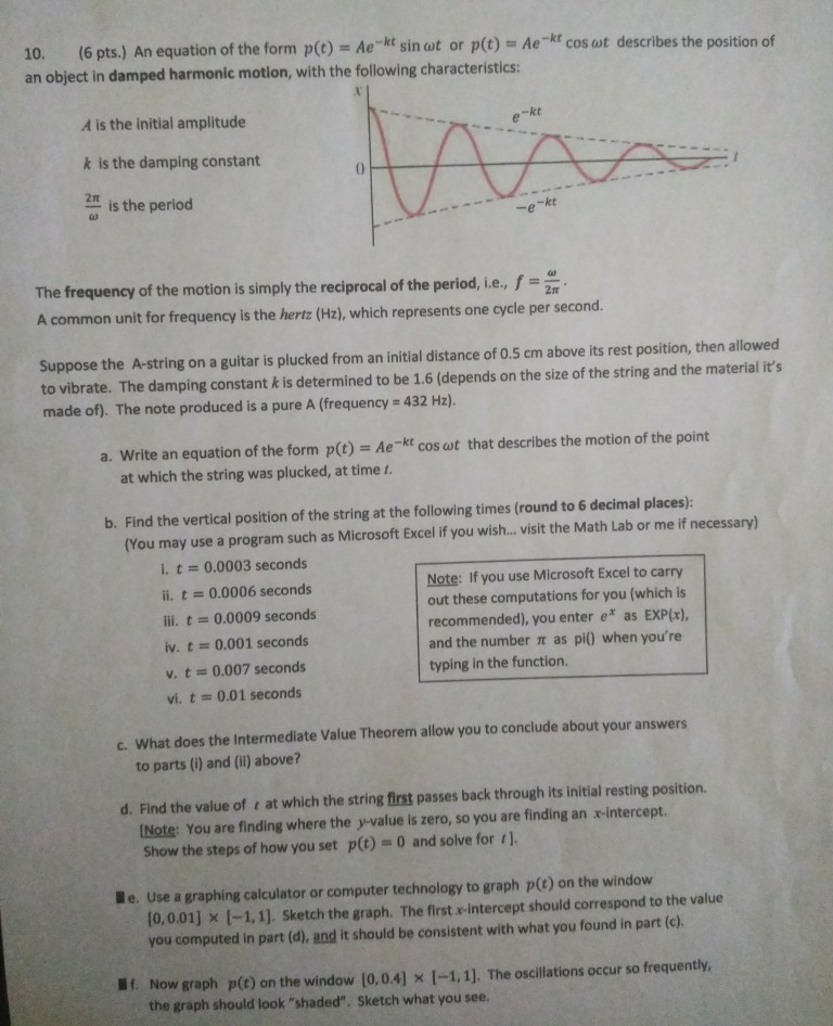 Solved 10 6 Pts An Equation Of The Form P Ae Kt Sin Chegg Com