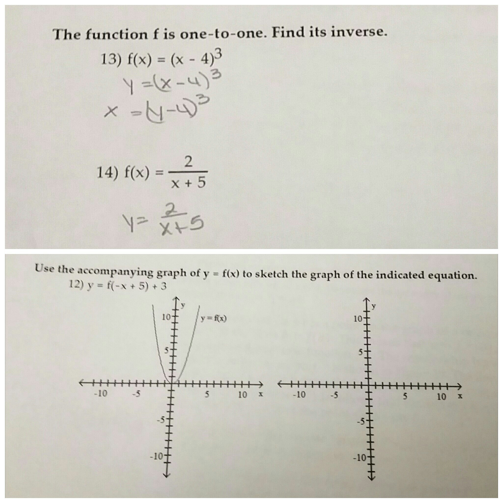 Solved The function f ﻿is one-to-one. Find its