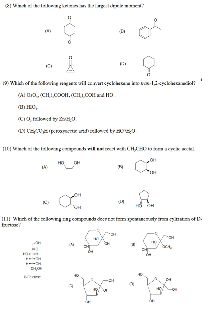 Solved Which Of The Following Ketones Has The Largest Dipole | Chegg.com Solved Which Of The Following Ketones Has The Largest Dipole | Chegg.com