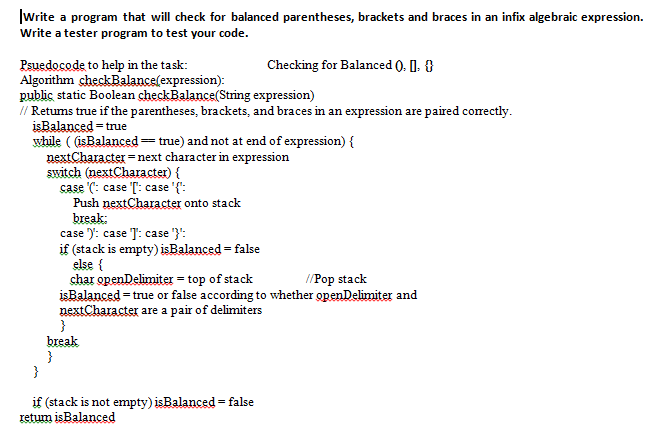 Solved Write A Program That Will Check For Balanced Paren Chegg Com
