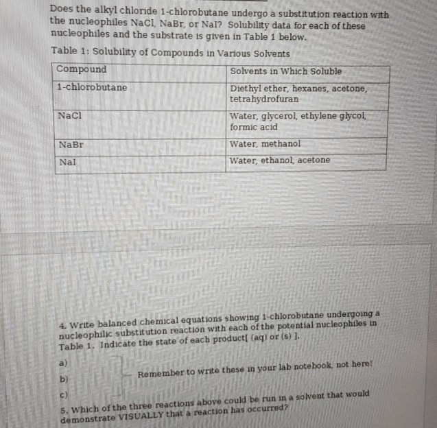 Solved Does The Alkyl Chloride 1 Chlorobutane Undergo A Chegg Com