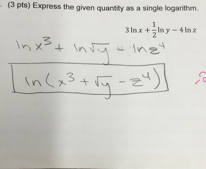 3 Pts Express The Given Quantity As A Single Chegg 