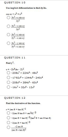 Solved Use Implicit Differentiation To Find Dy Dx Cos Xy Chegg Com